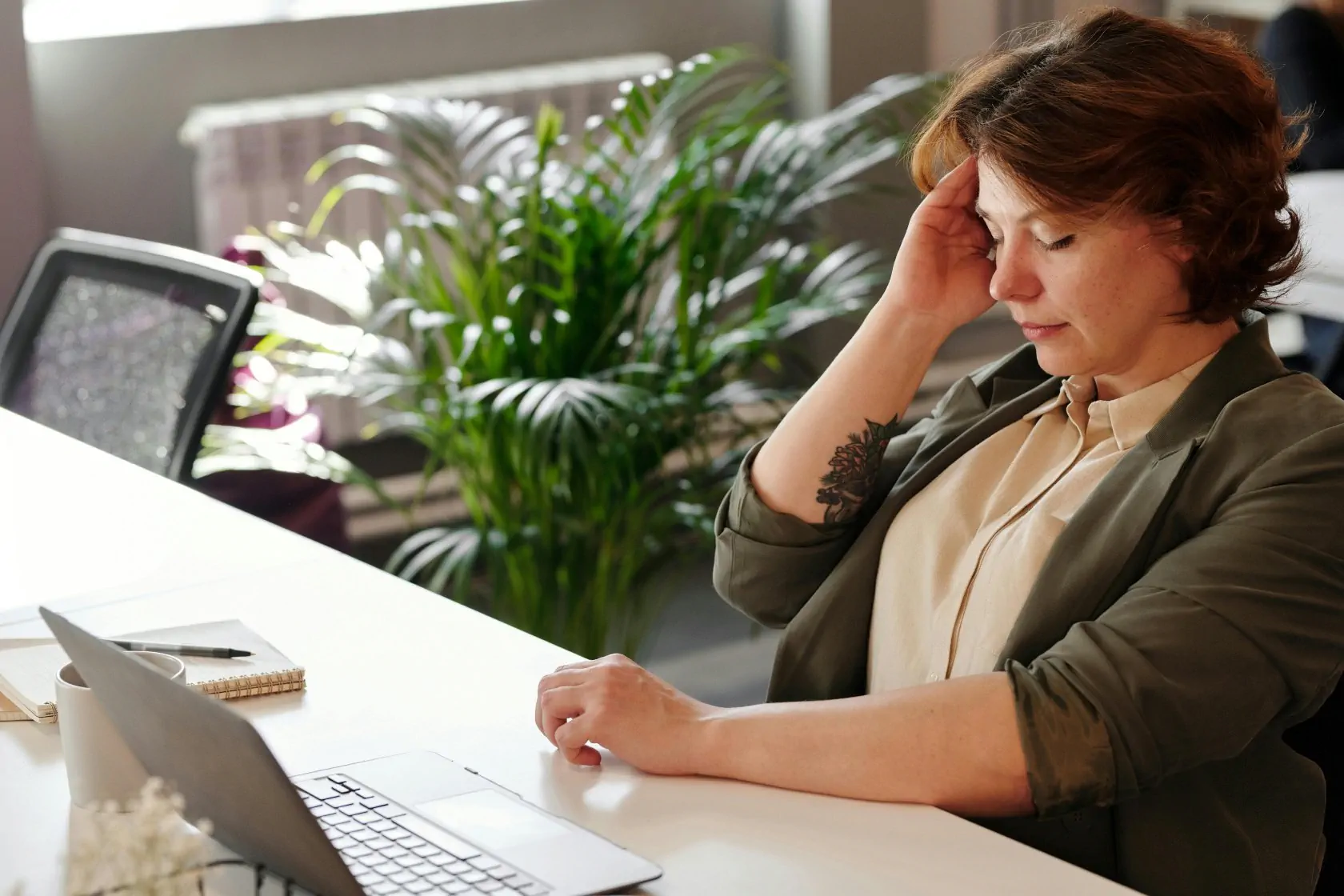 Woman Bored Or Sad At Work Office 03