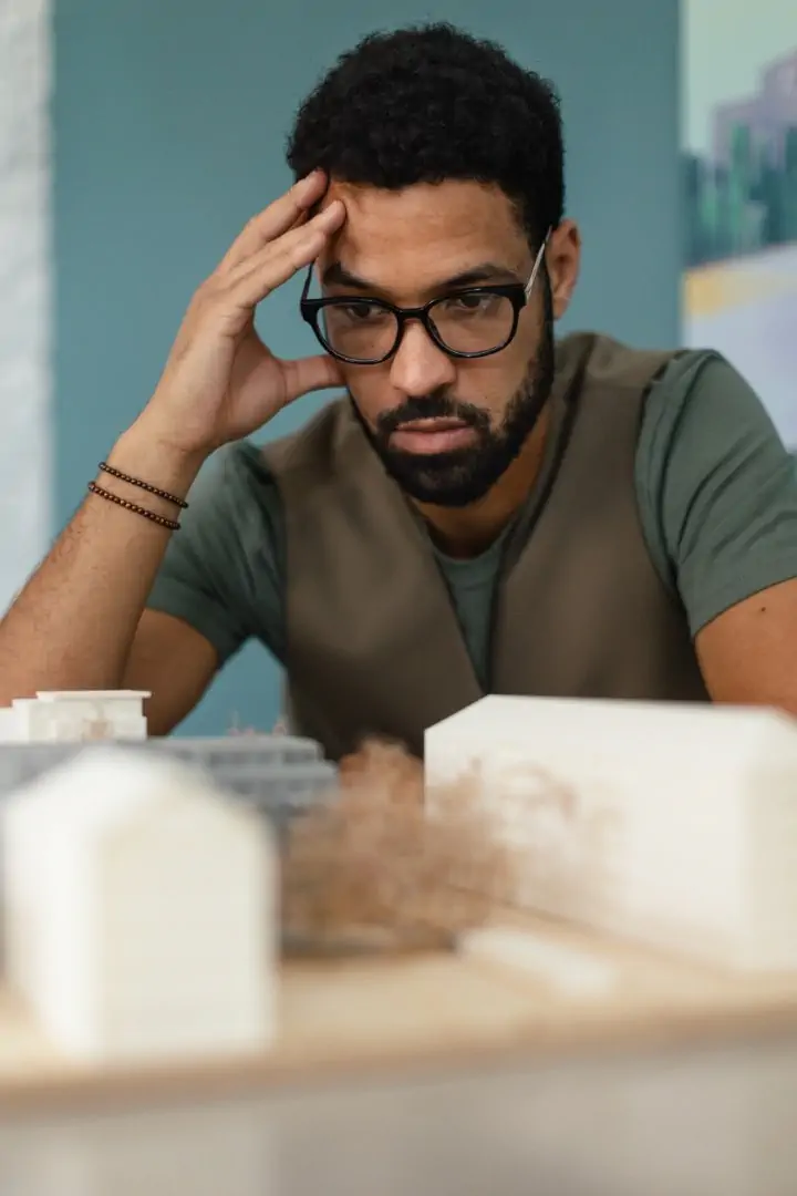 Young Architect Hard Working On Design Of New House
